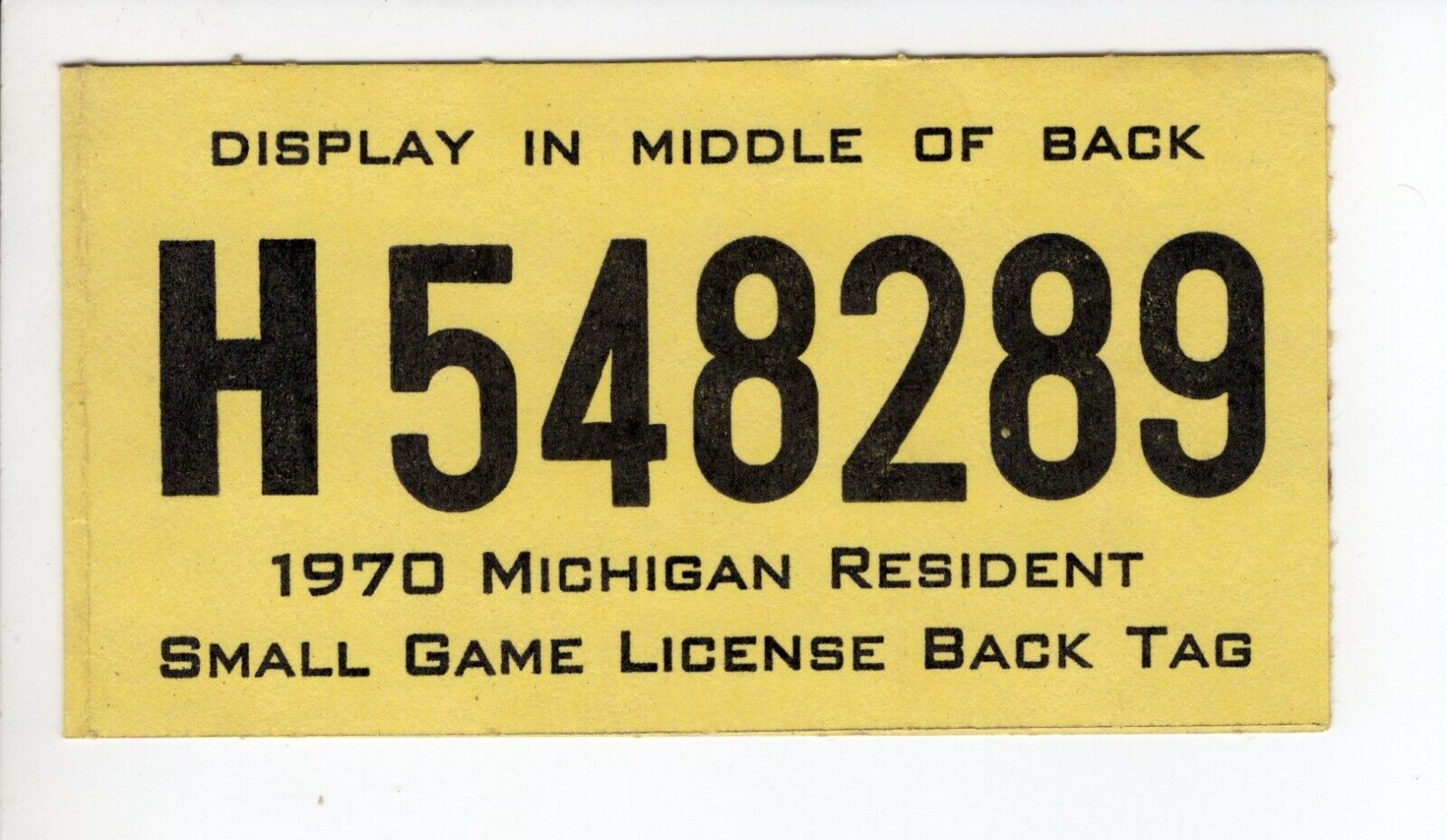 1970 Michigan Resident Small Game Hunting License Backtag-michigan Deer Patch