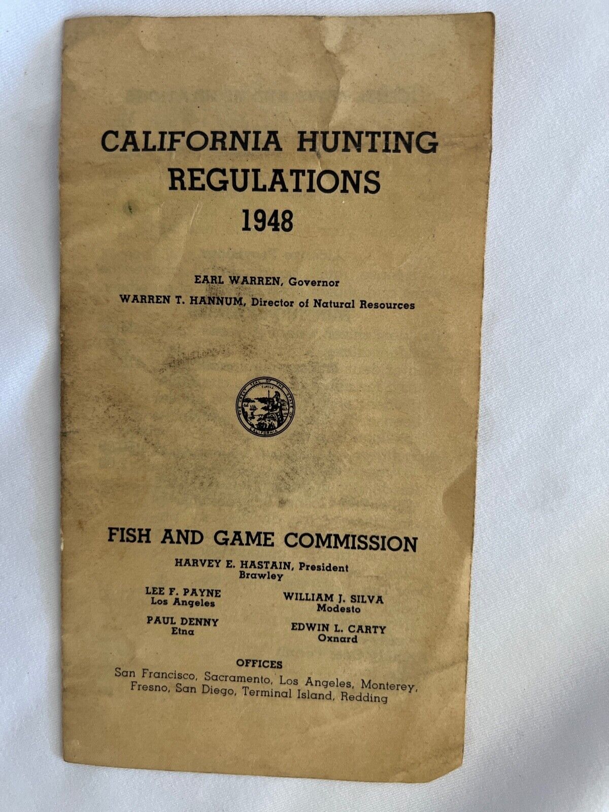 Vintage 1948 California Hunting Regulations Fish And Game Commission Booklet