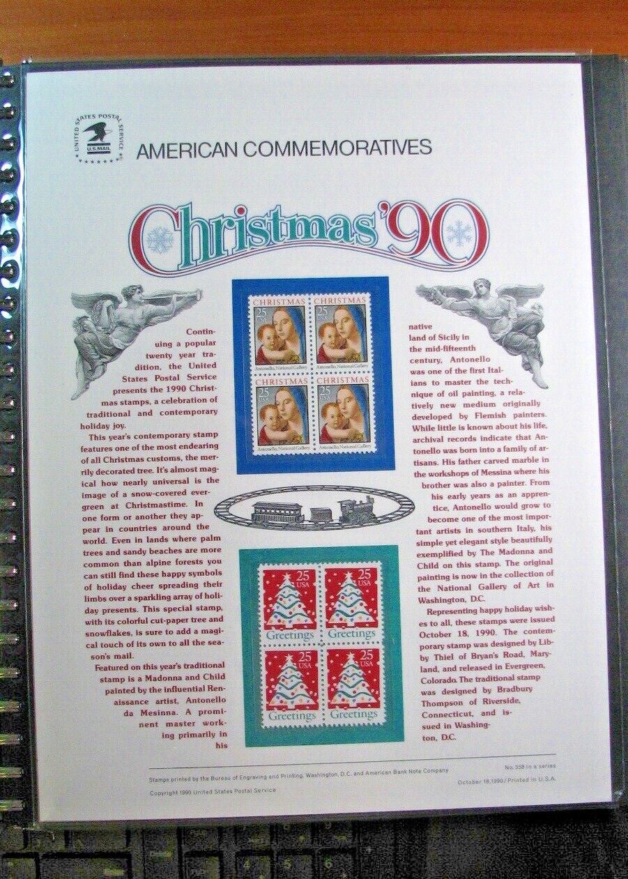 US Commemorative Panel Scott# 2514,2515 Christmas 1990 H256
