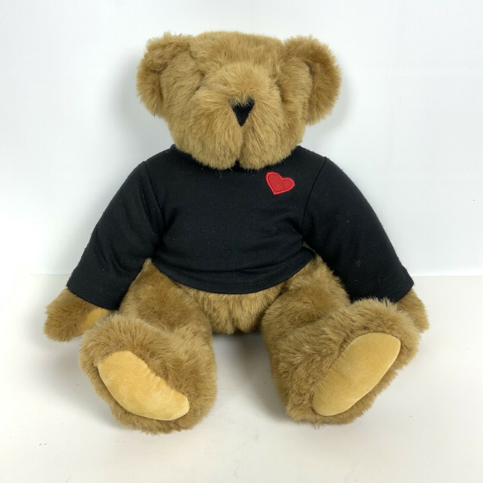 Vermont Teddy Bear 15 Inch Black T Shirt Red Heart Jointed Love Valentines Gift