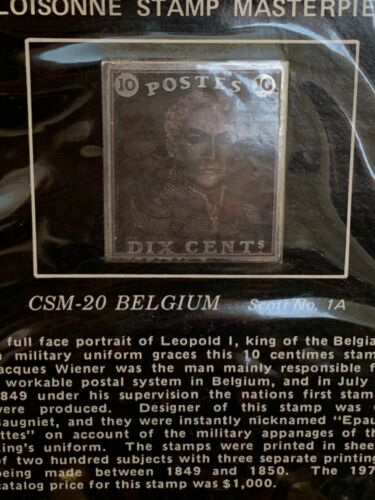 Cloisonne Stamp Masterpiece Bronze Stamps Csm-20 Belgium Scott No.1a