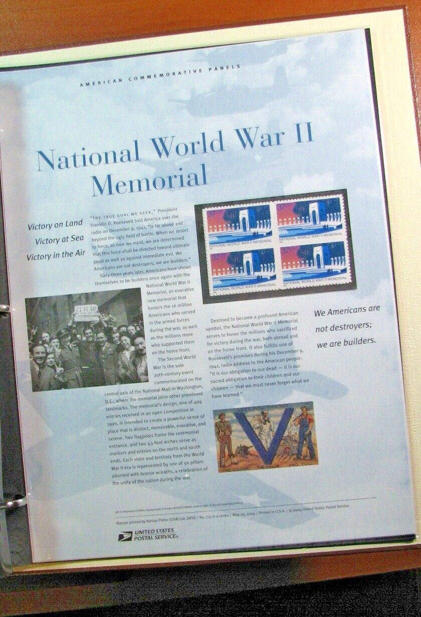 Us Commemorative Panel Scott# 3862 National World War Ii Memorial 2004 H259