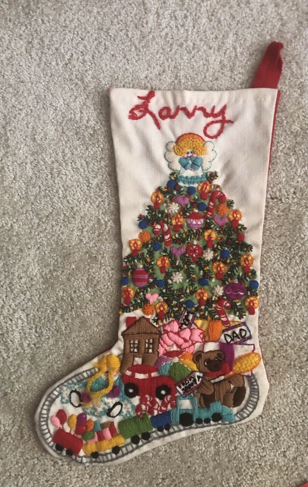 Vintage Christmas Stocking Completed Baby's Fantasy Bucilla