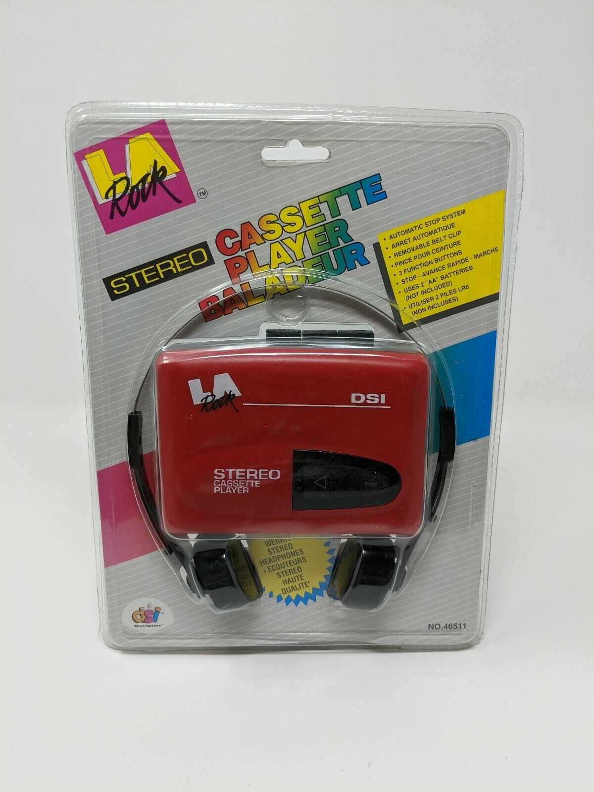Vintage 1995 Red LA Rock DSI Stereo Cassette Player