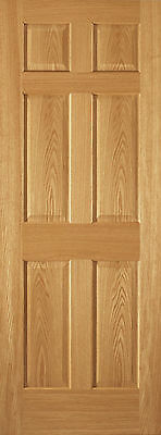 6 Panel Raised Red Oak Traditional Stain Grade Solid Core Interior Doors - Slabs