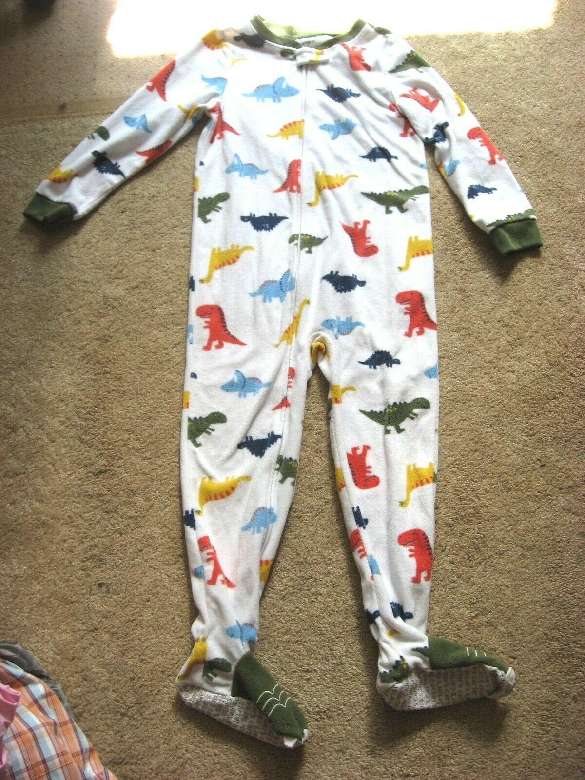 Boys Nwot White Dinosaur Carter's One Piece Feet Pajamas 5t