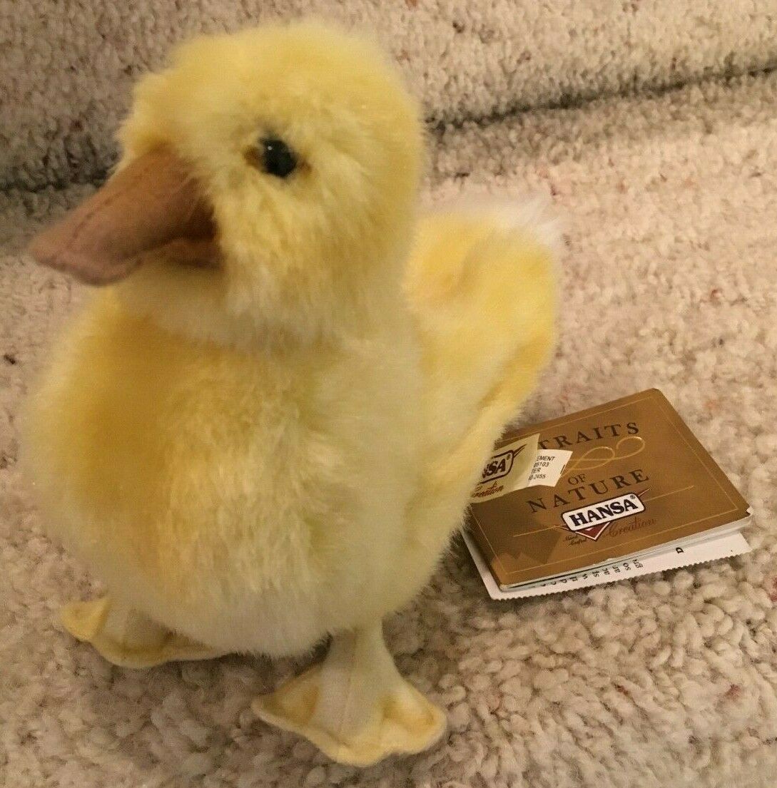 HANSA Creation Plush Yellow Duck Duckling White Tailed 5 IN w TAG and Booklet