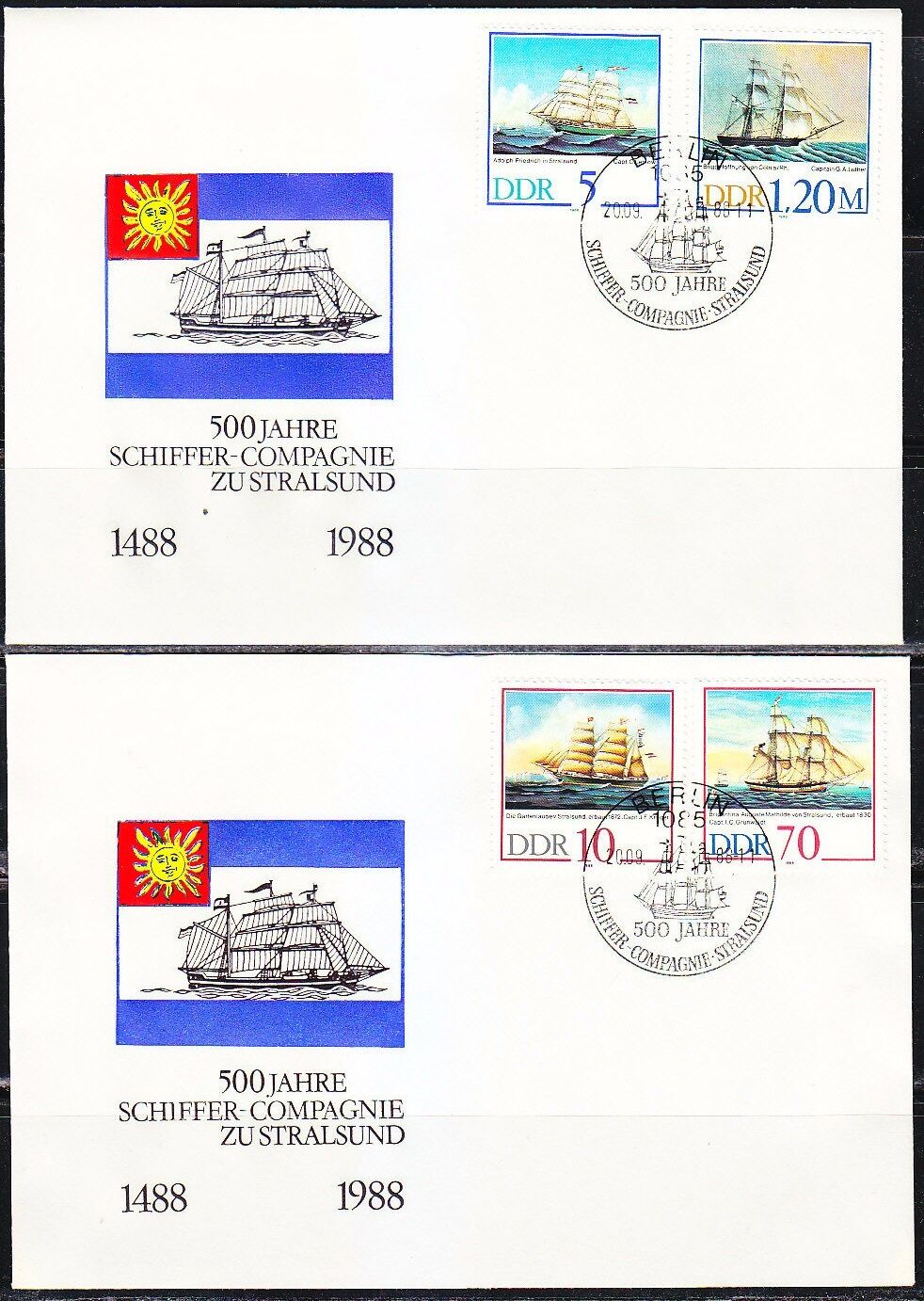 Germany Ddr 1988 Fdc Covers German Sailing Ships Mi 3198-3201 Sc 2703-2706