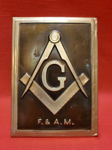 Vintage Masonic Mason's Lodge Copper Plaque Sign - By Art Metals Co. A Bertoli