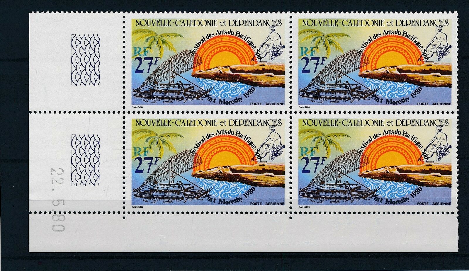 [335898] New Caledonia boat good block of 4 very fine MNH stamp