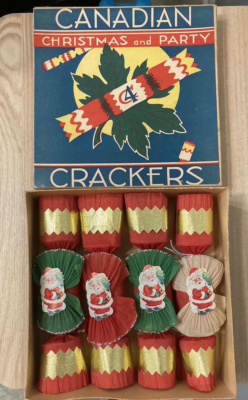 Vintage Canadian Christmas And Party Crackers Set Of 4 New