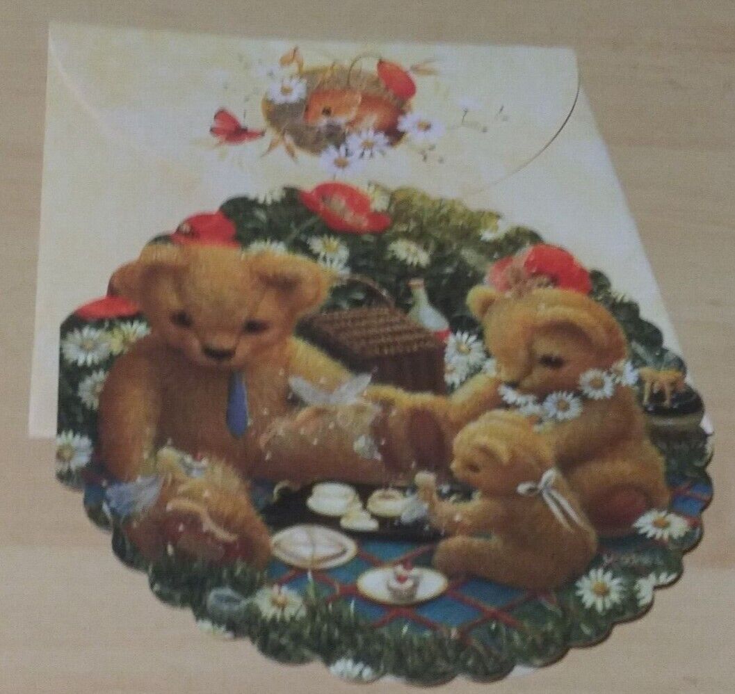 Barbara Mitchell Birthday Card Fairy & Teddy Bear Picnic Bee's Magic 1996