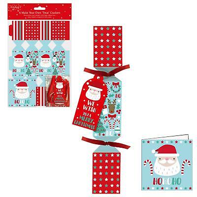 Christmas Cracker Kit & Cards - 6 Pack - Make / Fill your Own Treat - Santa