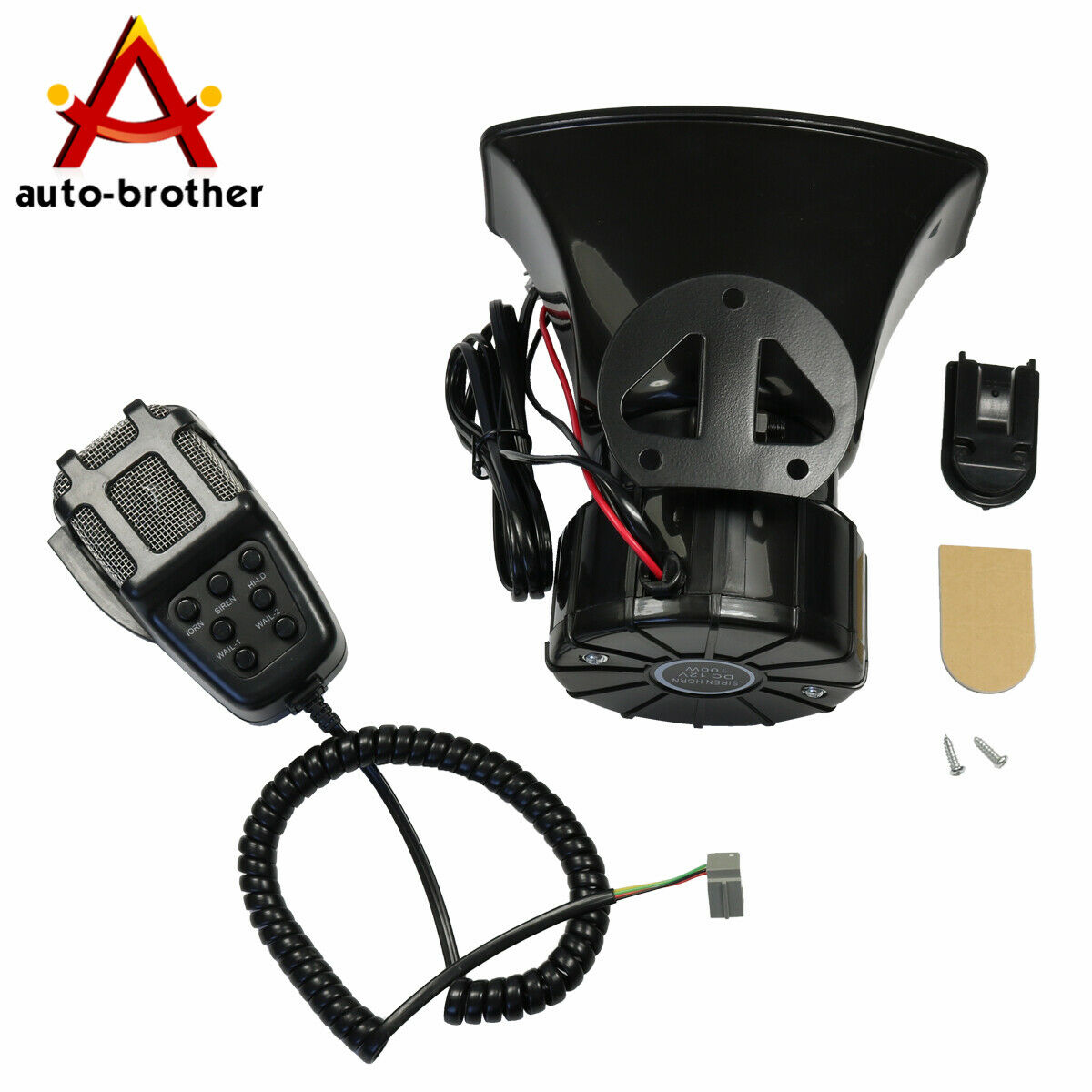 100w 12v Car Alarm Fire Horn Pa Speaker Mic System 7 Sound Loud New