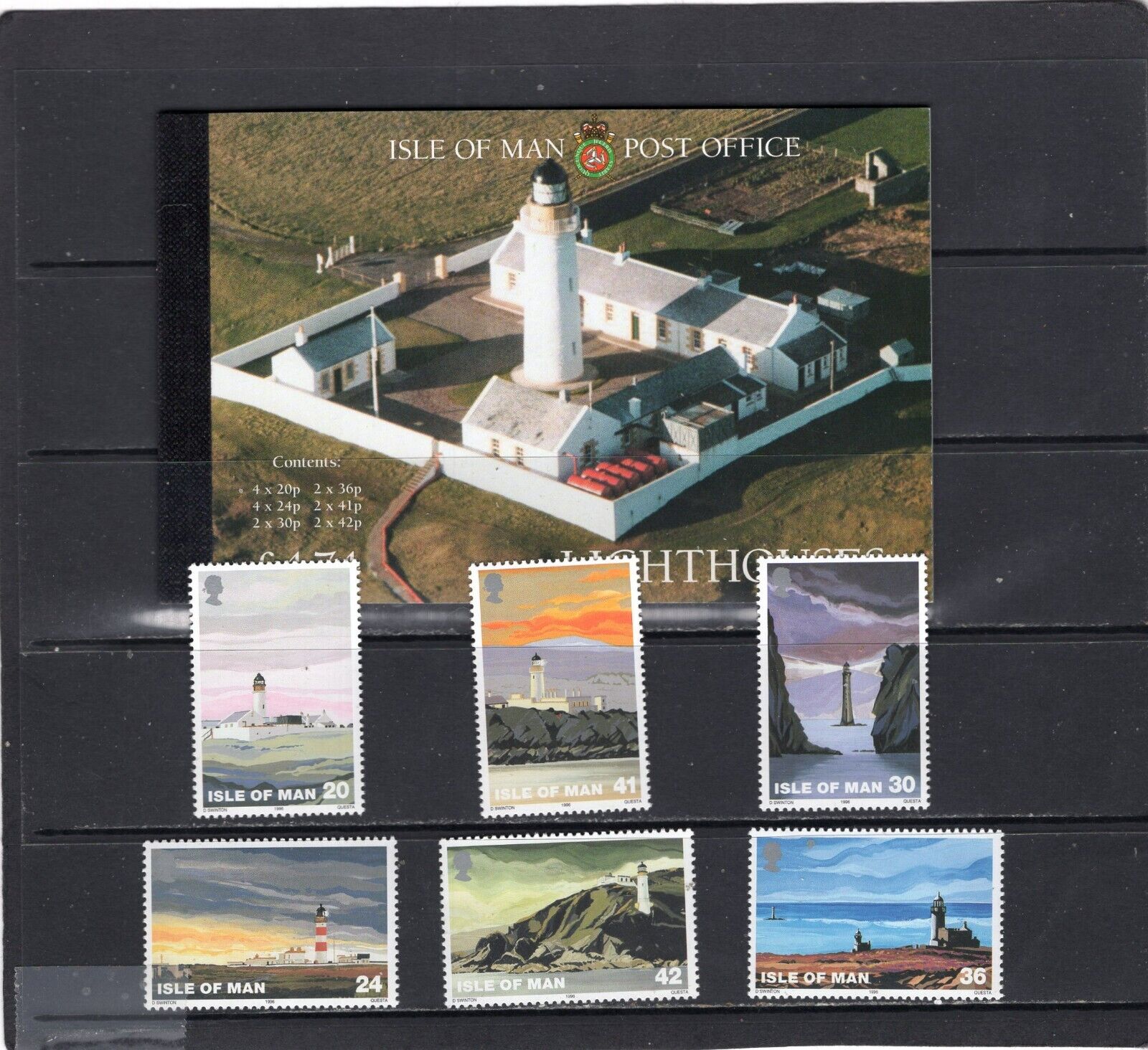 ISLE OF MAN 1996 LIGHTHOUSES SET OF 6 STAMPS & COMPLETE BOOKLET  MNH