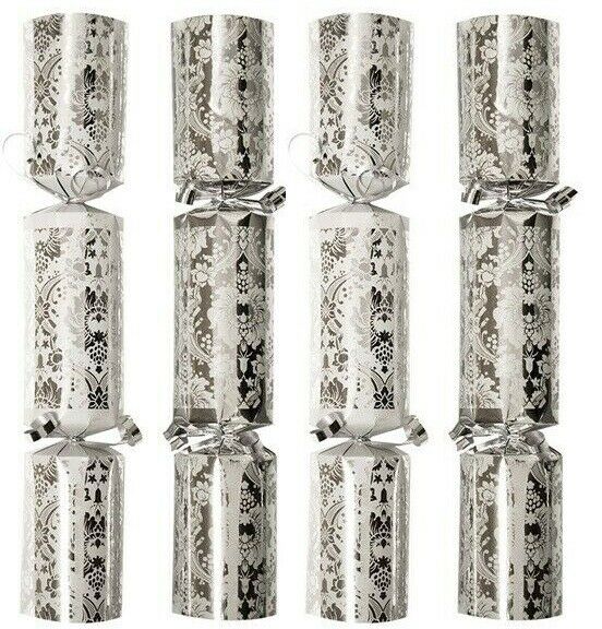 Bulk Pack Catering Large Christmas Crackers Box Of 50 Luxury Silver & White
