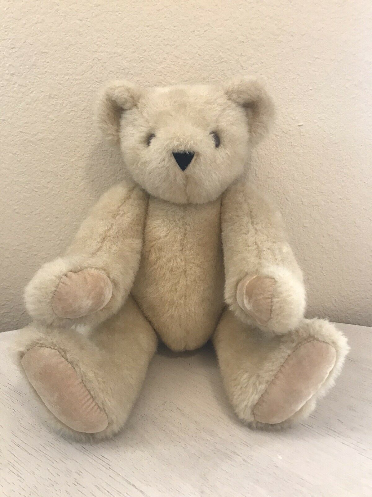 1997 Vintage Vermont Teddy Bear Light Blonde Jointed Posable 16” Plush Toy
