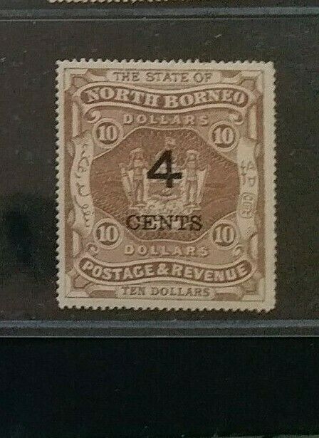 North Borneo 1899 4c On $10 Sg 124 Sc 102a Mlh