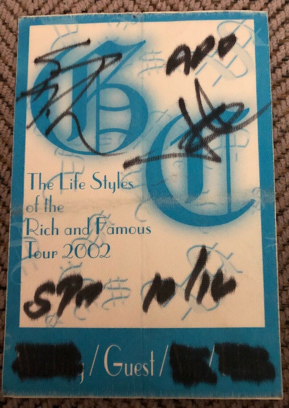 Good Charlotte Backstage Pass 2002 Autographed Joel Madden Rich And Famous Tour
