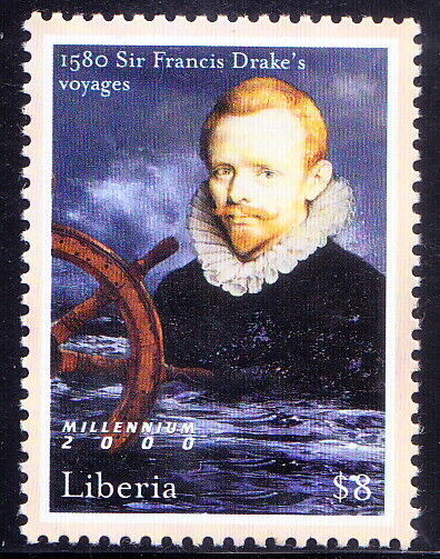 Liberia 2000 MNH, Francis Drakes Voyages 1580, Ship, Navigation, Millennium