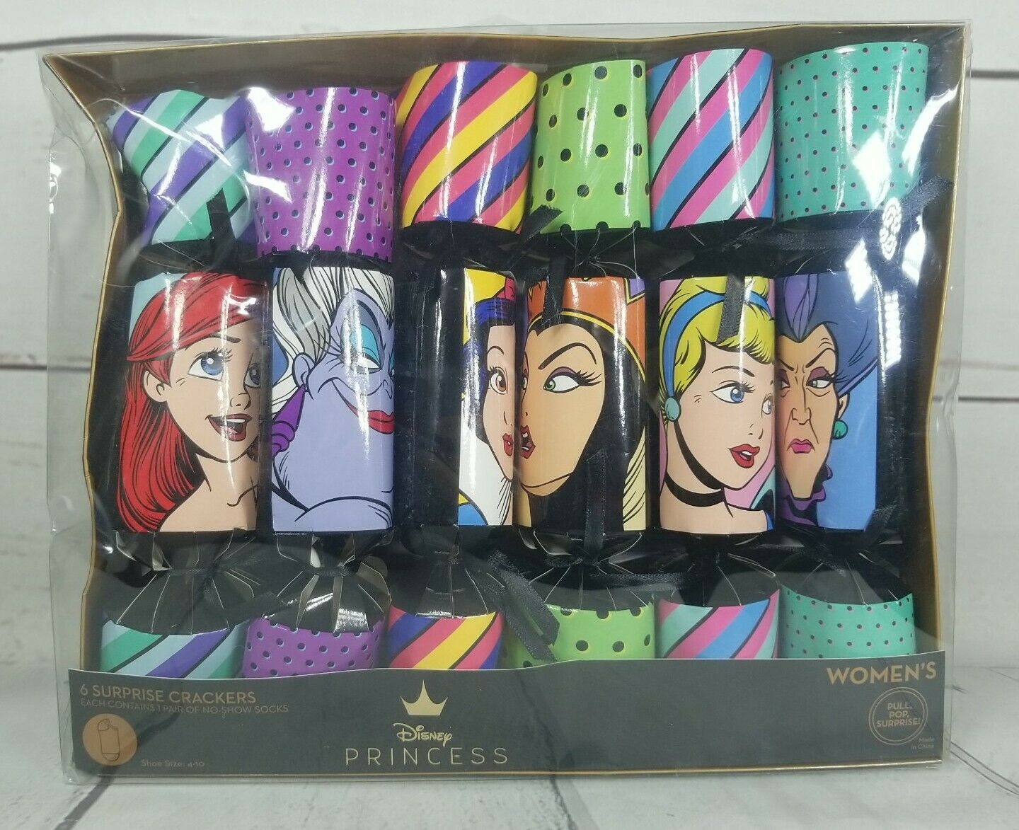 New 6 Disney Princess Surprise Poppers Holiday Christmas Crackers Womens Socks
