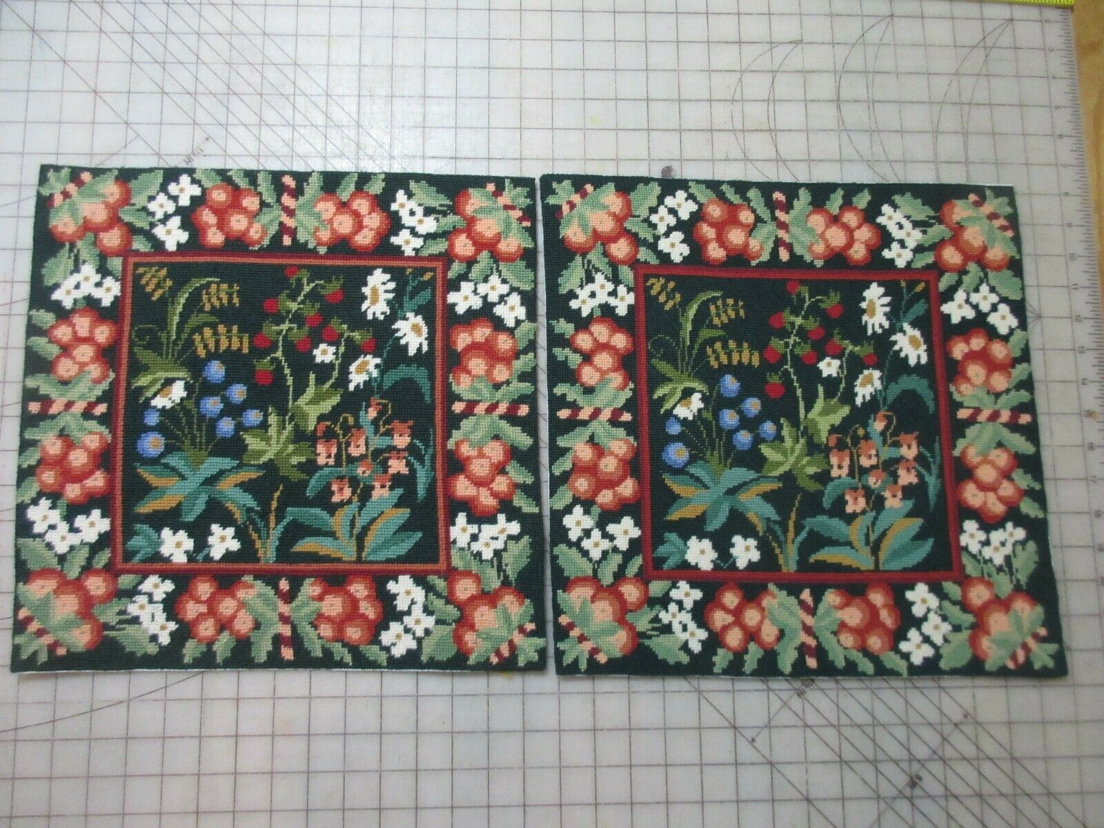 Needlepoint Stitching Complete Pair The Stitchery Julia Hickman Medieval Flowers