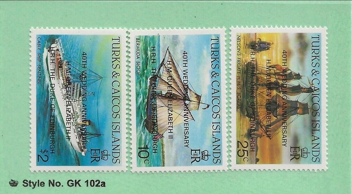 TURKS & CAICOS ISL. Sc 744-7 NH issue of 1988 - OVERPRINTS - SHIPS