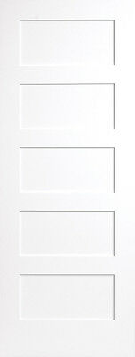 5 Panel Flat Mission Shaker Primed Stile & Rail Solid Core Wood Doors Door Slabs