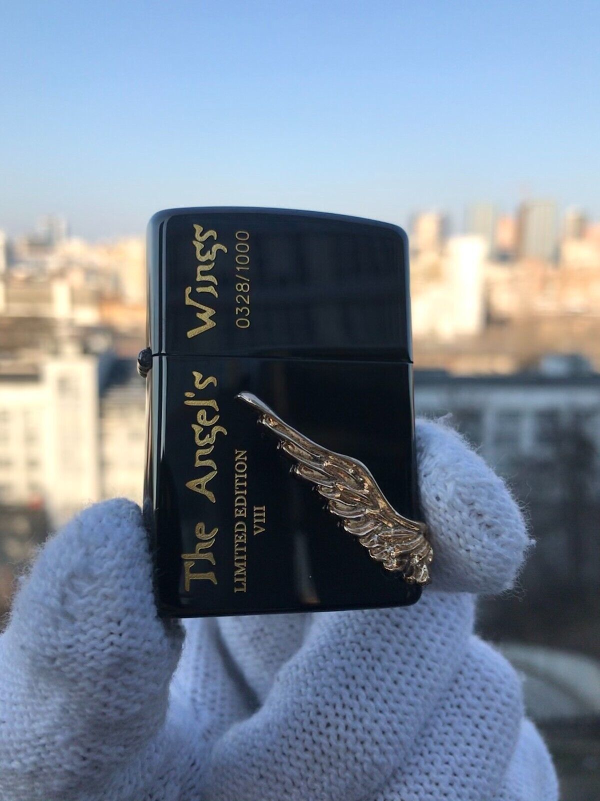 Zippo Angel Wings Black Brass Customized Engraved Lighter in 3D Style