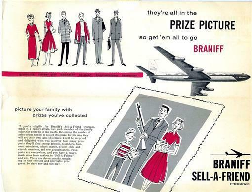 Braniff International Airways Sell A Friend Program Brochure 1960's