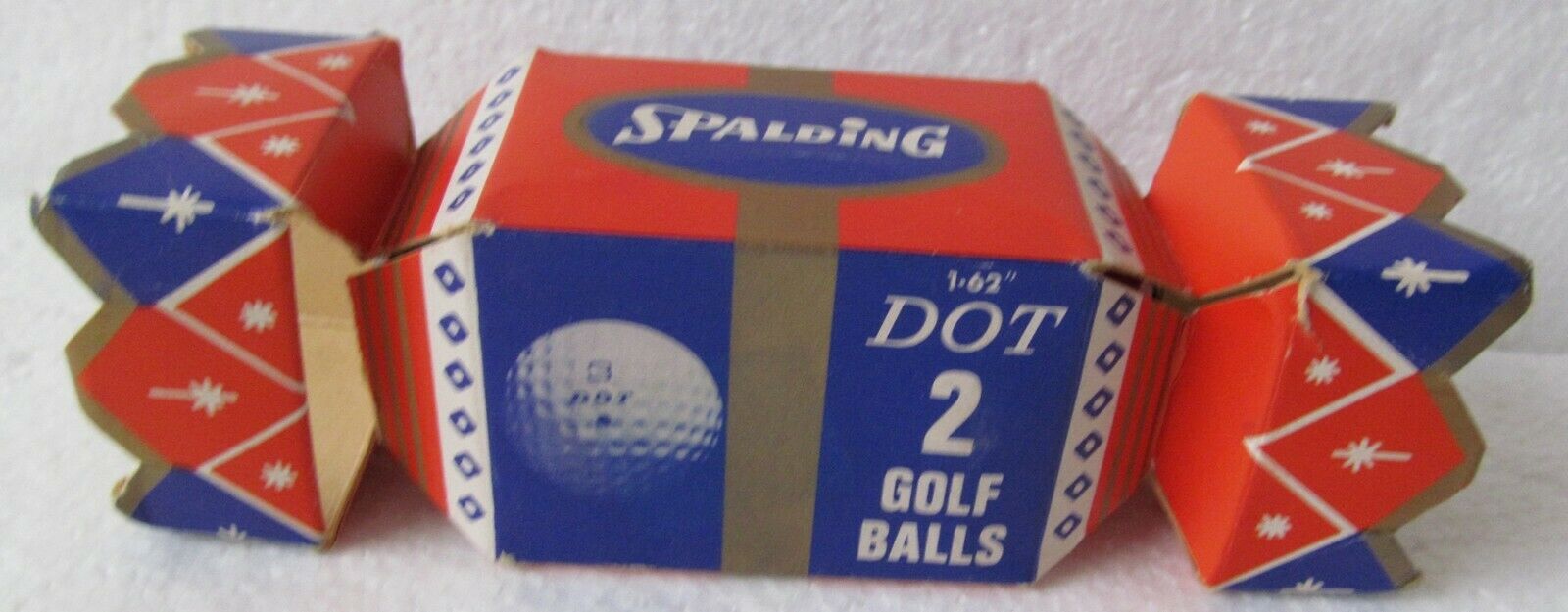 2 WRAPPED SPALDING DOT 1.62 DIMPLE GOLF BALLS IN COLORFUL X-MAS PACKAGING