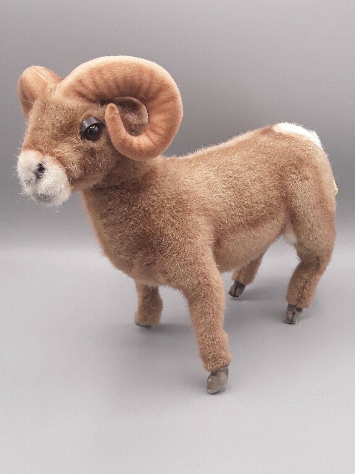 Hansa Soundprints 10" Ram Bighorn Sheep Realistic Stuffed Plush Animal Poseable