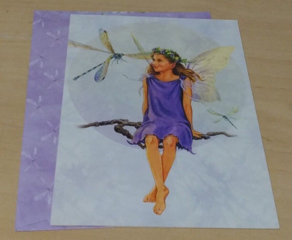 Fairy and Dragonfly Blank Greeting Card Lisa Papp 2002 Tree-Free