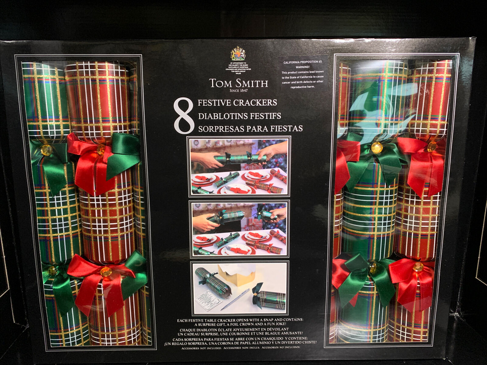 Tom Smith Holiday 14inch Festive Luxury Crackers 8 Pack Red/green/gold Christmas