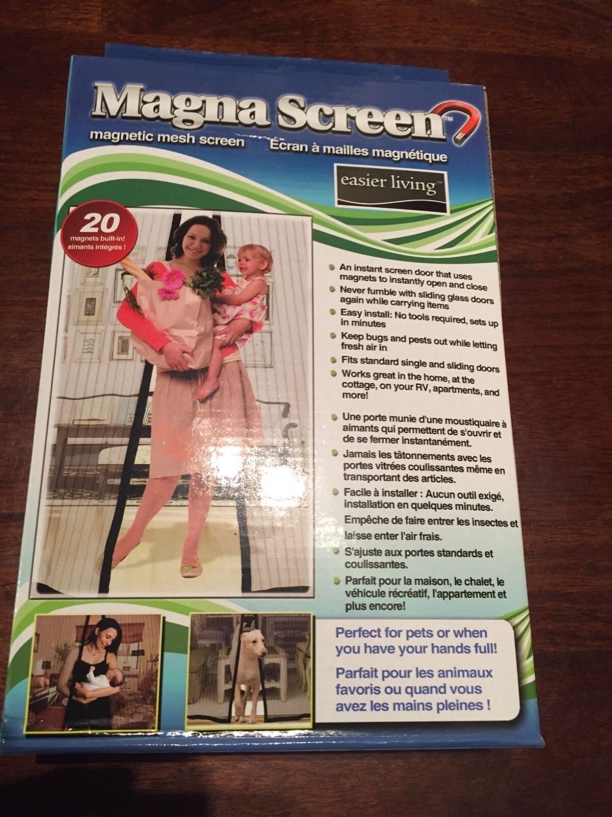 Magna Screen™ Door 20 Magnets Magnetic Magic Hands Free Mesh Instant As Seen Tv