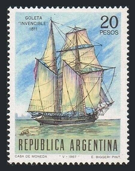 Argentina 837,mnh.michel 963. Navy Day,1967.schooner Invencible.