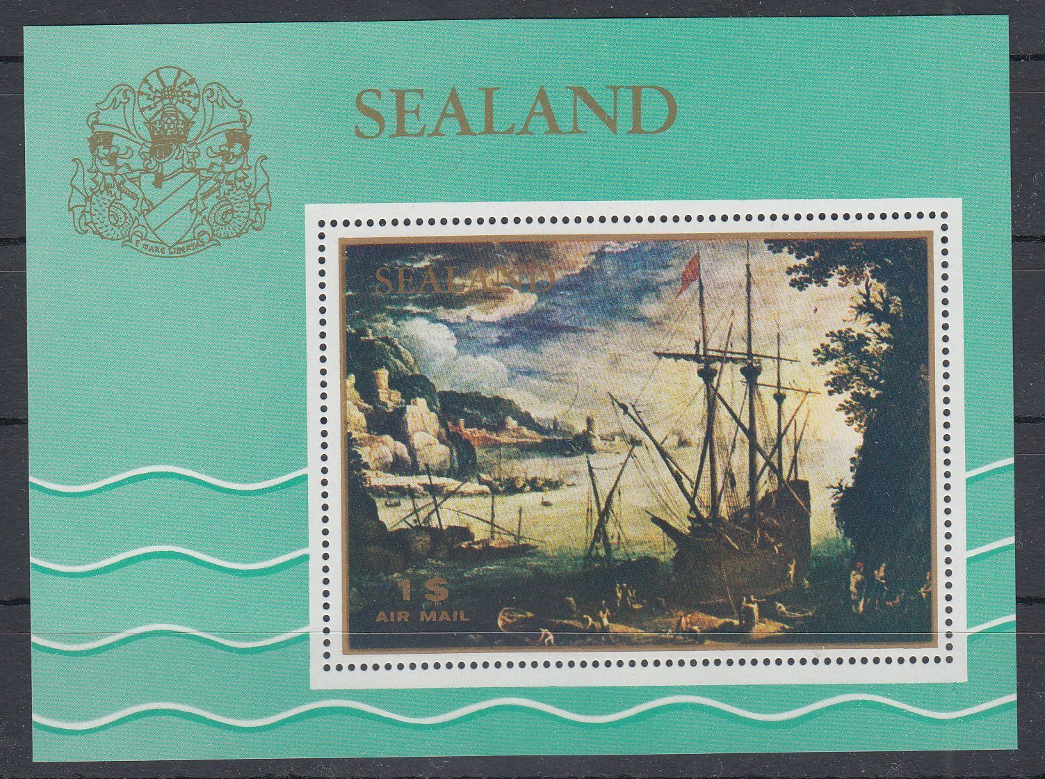 Sealand 1970 Art Painting Ships Mnh**