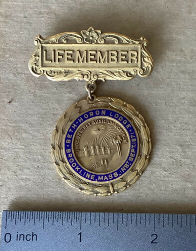 1934 Masonic Fancy Medal Badge Masons Bro Fred M. Goodwin Beth Heron Lodge