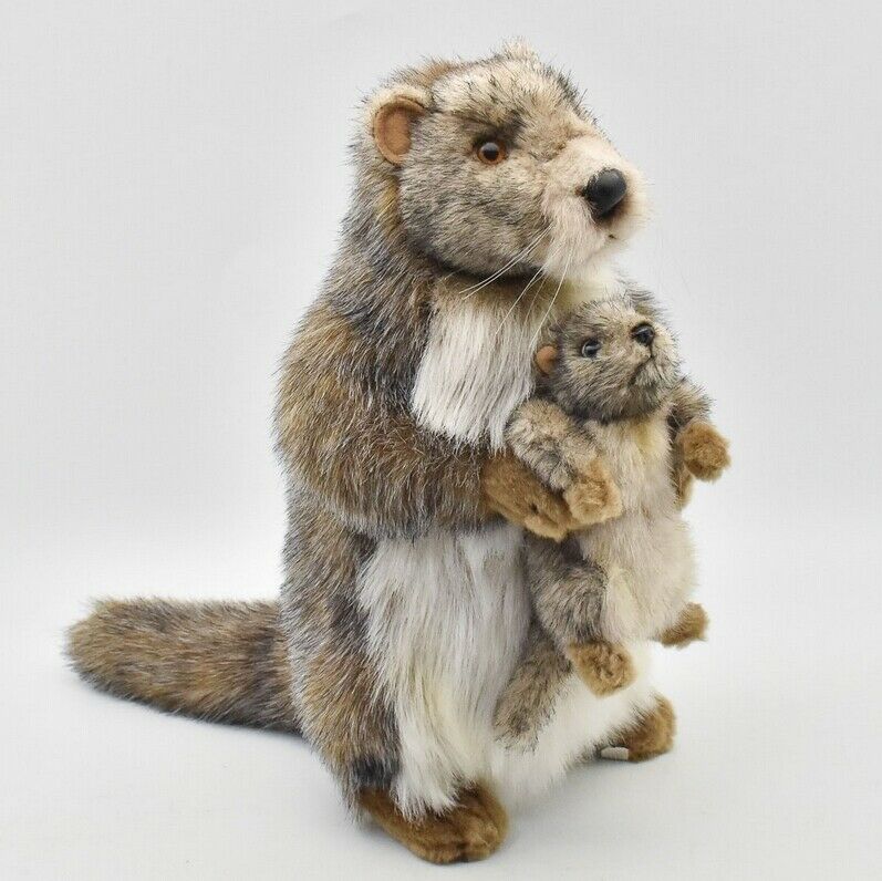 Hansa Stuffed Doll Mammot Parent And Child No.4162 Marmot And Son From Japan