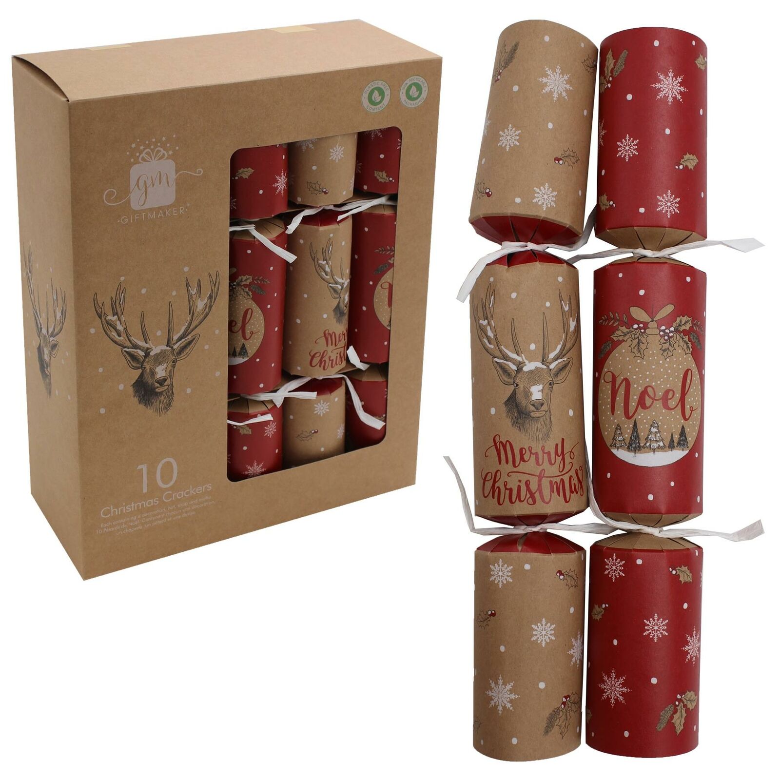 Reindeer / Stag Christmas Crackers - Pack Of 10 - 30cm