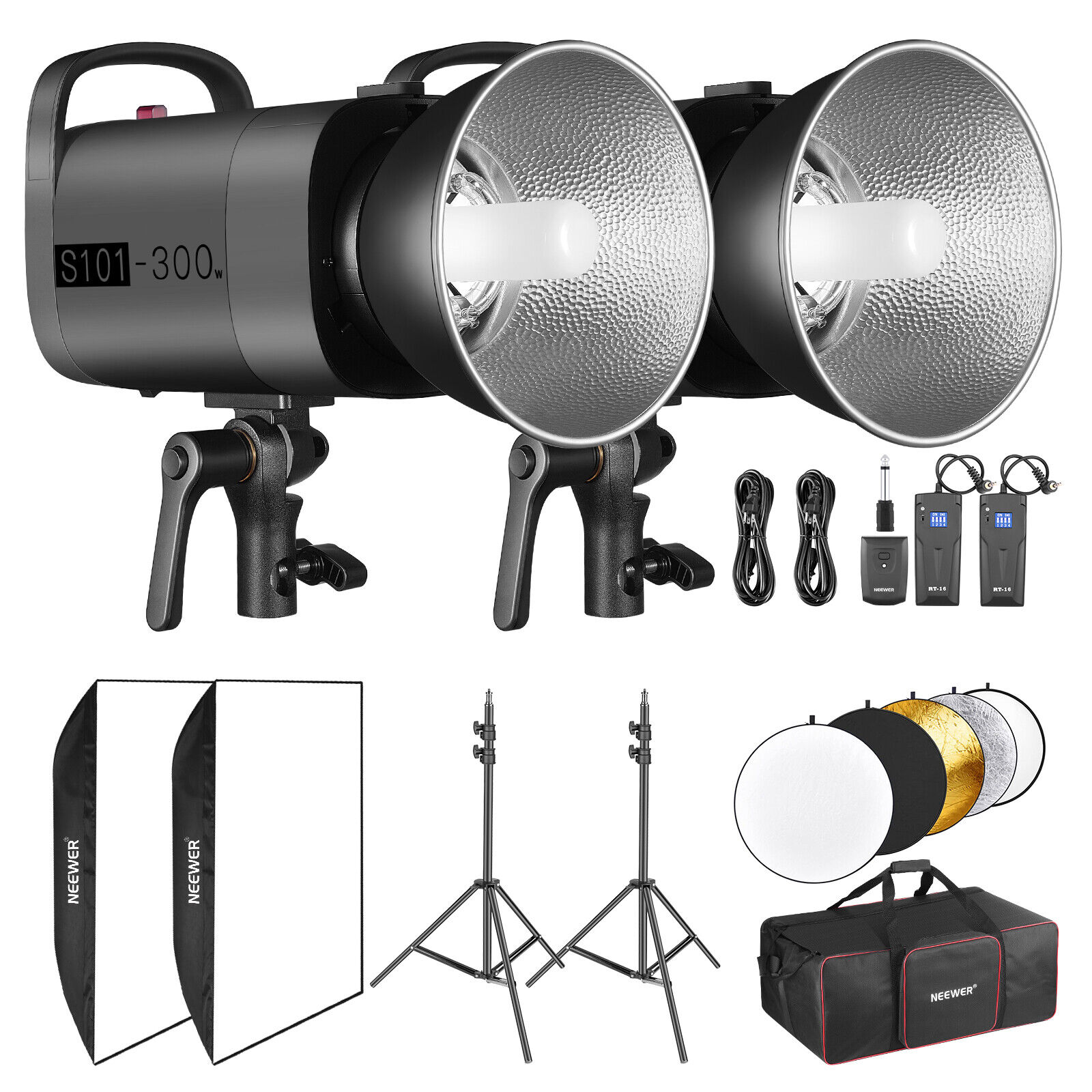 Neewer 2 Pack S101 300W 5600K Dimmable Monolights Kit with Bowens Mount